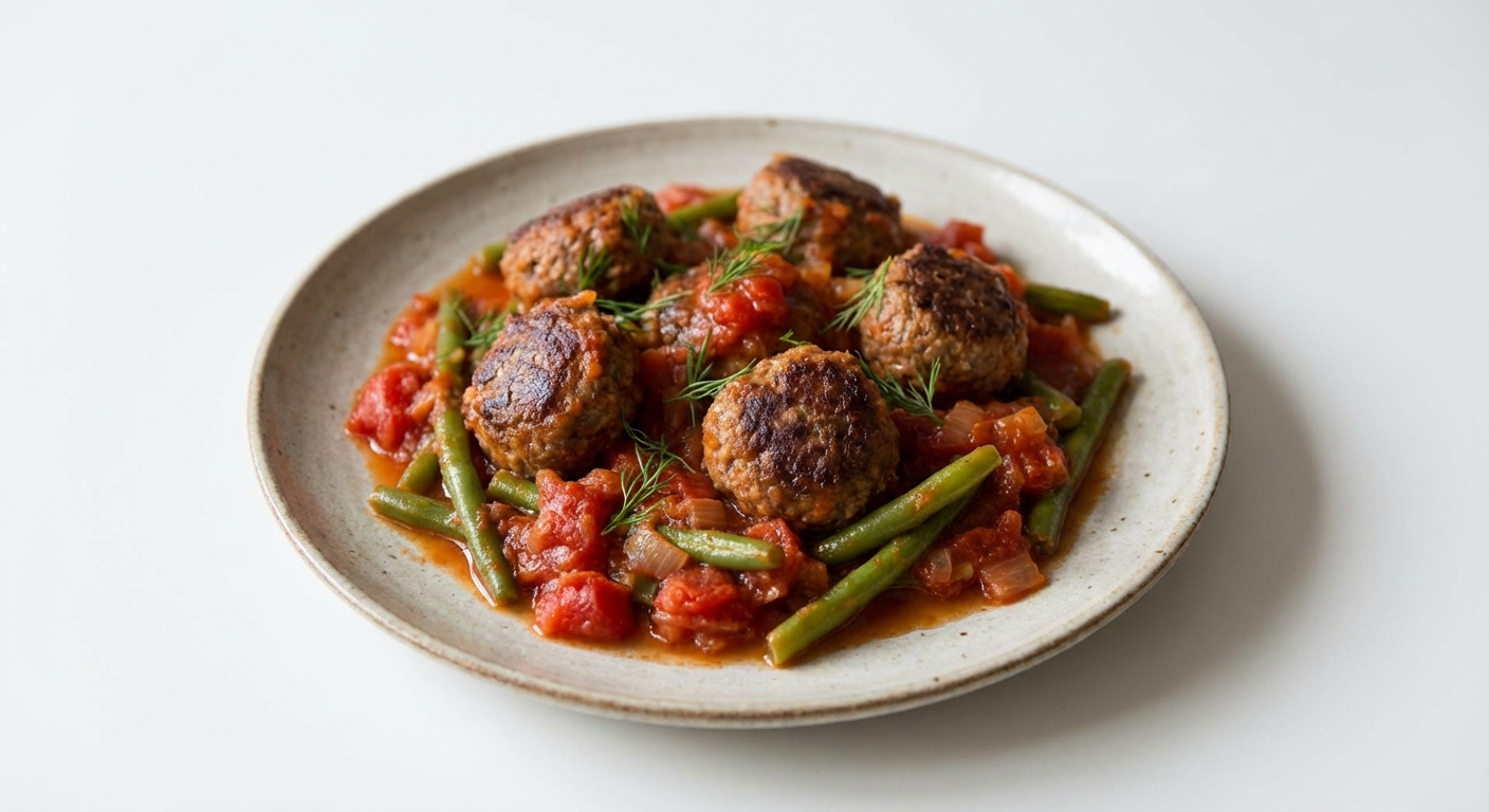 Wołowe klopsiki w sosie pomidorowym z fasolką