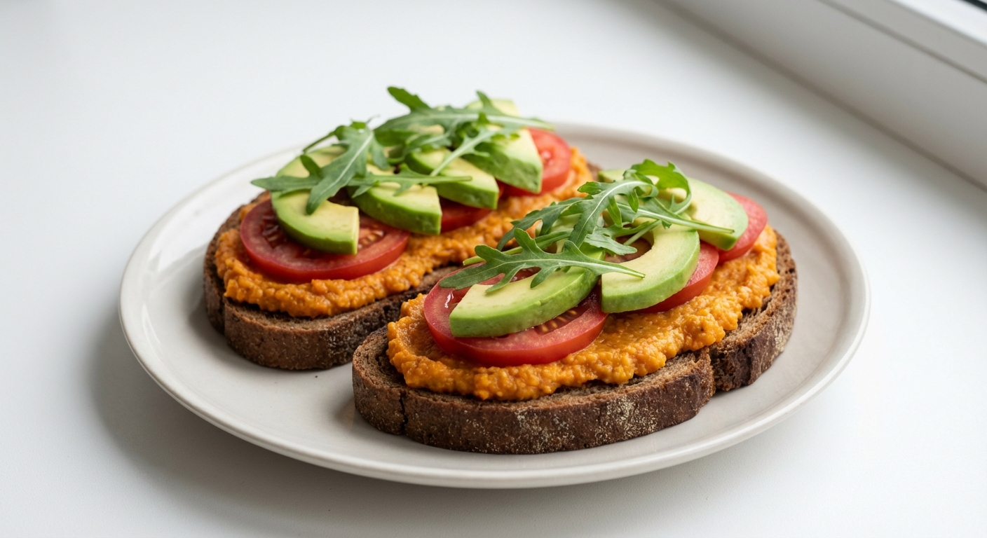 Żytnia kanapka z marchewką i awokado