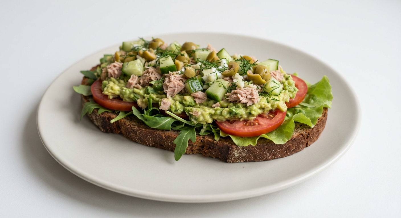 Żytnia kanapka z tuńczykiem i awokado