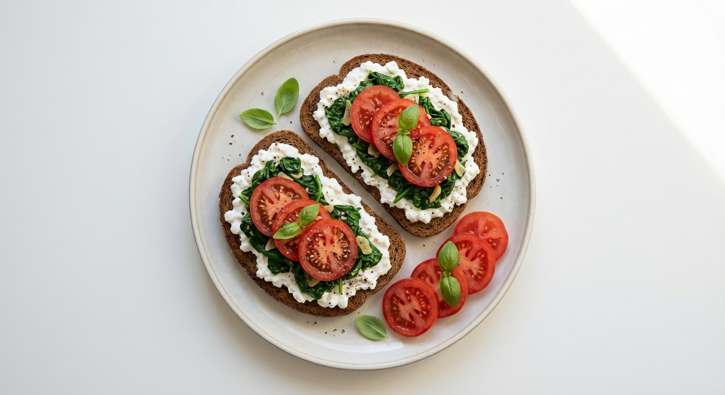 Żytnie Tosty ze Szpinakiem i Twarogiem