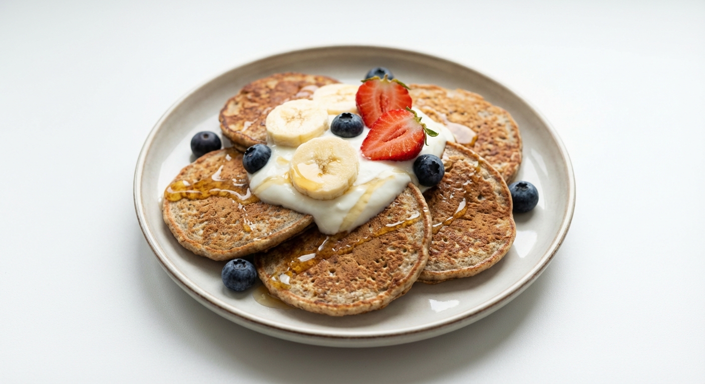 Gryczane Placuszki z Owocami, Jogurtem i Miodem