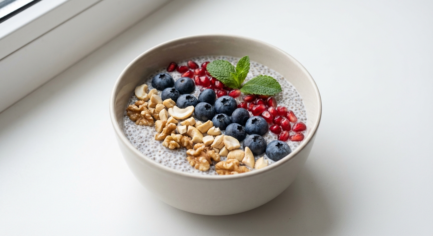 Chia Pudding z Borówkami i Nerkowcami