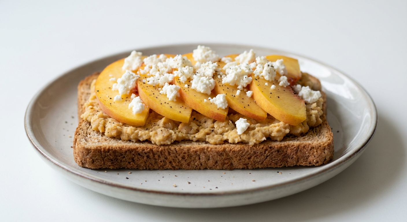 Tost z Ciecierzycą, Brzoskwinią i Twarogiem