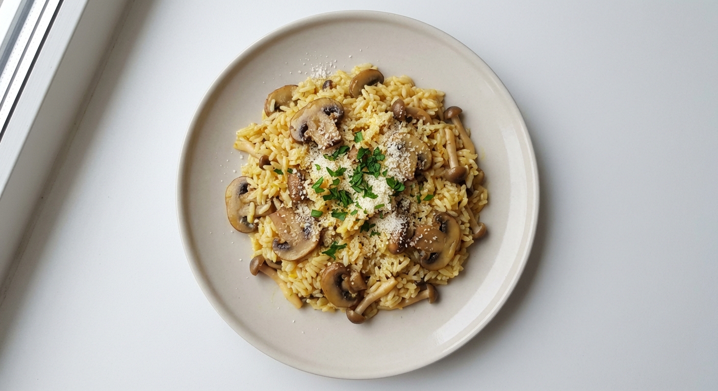 Risotto z Pieczarkami, Shimeji i Szafranem