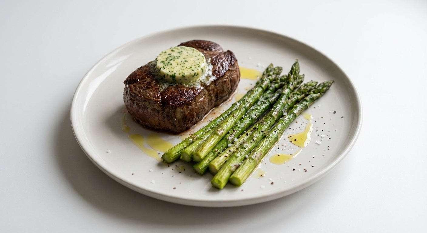 Polędwica z Masłem Ziołowym i Szparagami