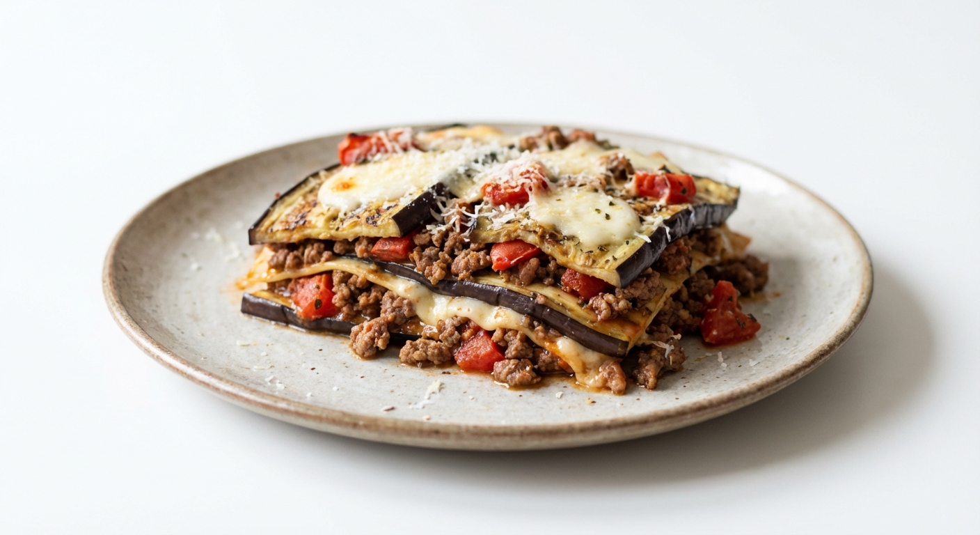 Lasagne z Bakłażana, Wołowiny i Mozzarelli