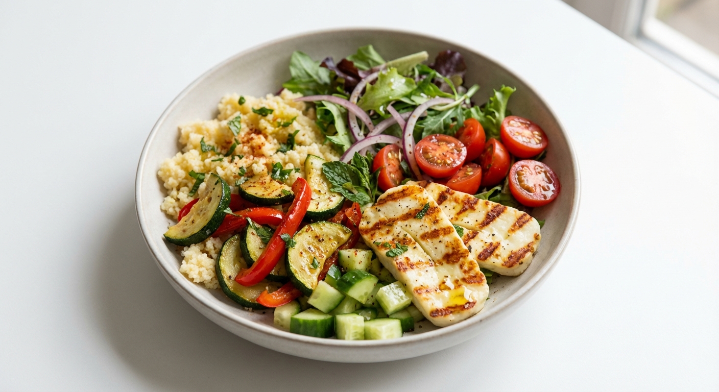 Sałatka z Halloumi, Kaszy i Warzyw