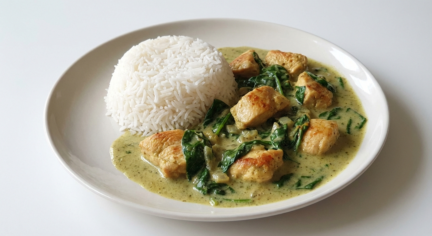 Kurczak Curry ze Szpinakiem i Ryżem