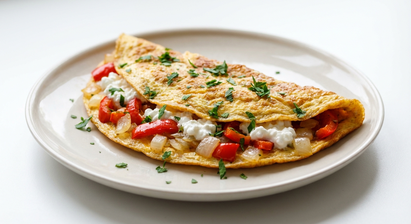 Omlet z Twarogiem, Papryką i Cebulą