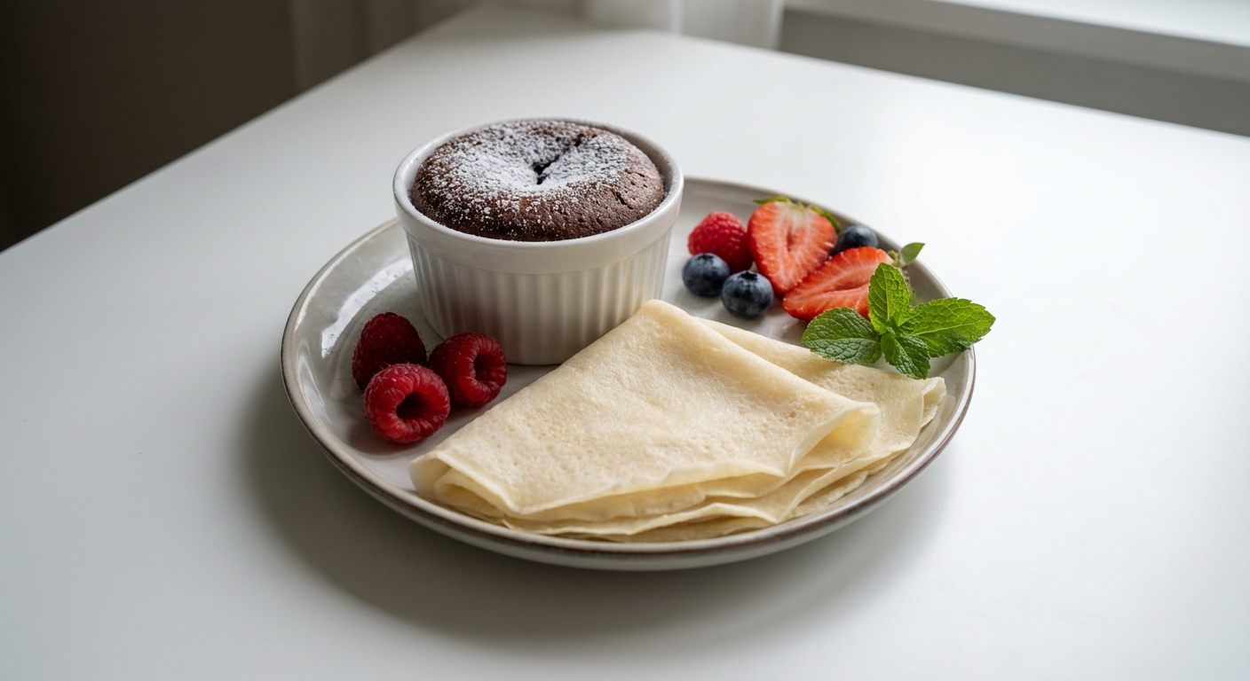 Czekoladowy Fondant z Naleśnikami Ryżowymi