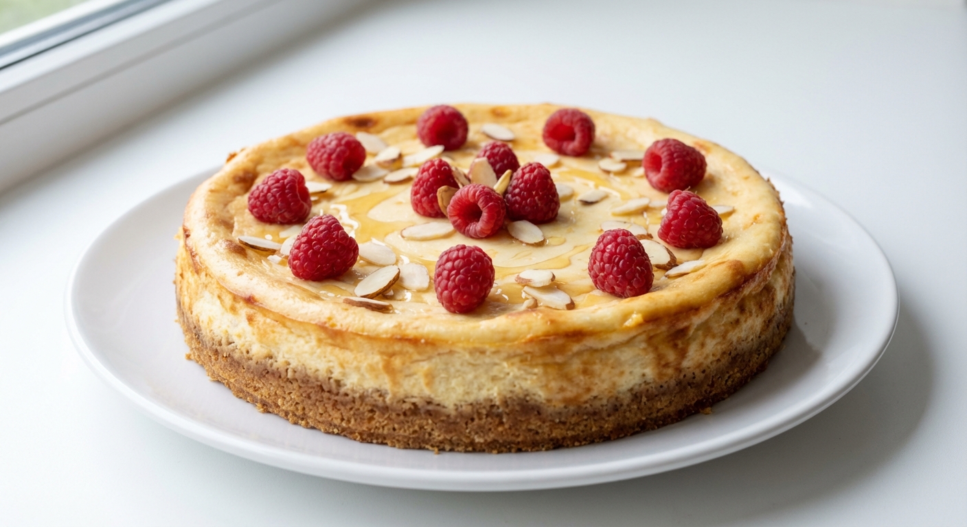 Sernik z Malinami, Migdałami i Miodem