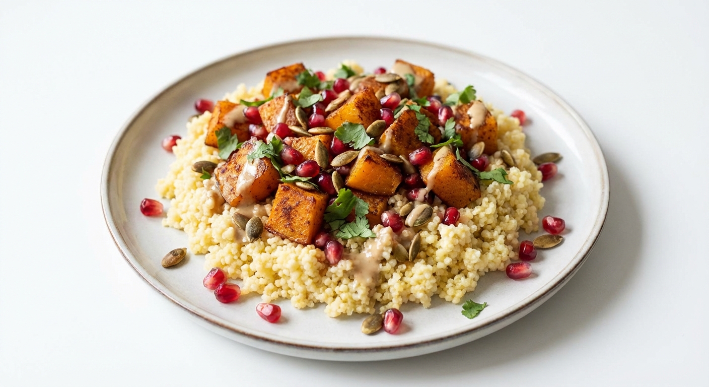 Jaglana z Dynią, Granatem i Tahini