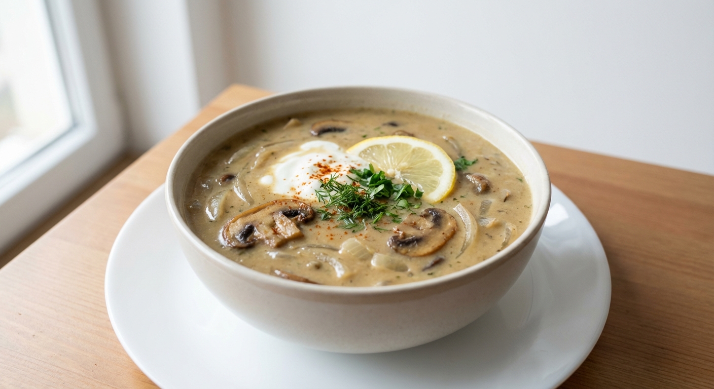 Pieczarkowa Zupa z Jogurtem i Cytryną