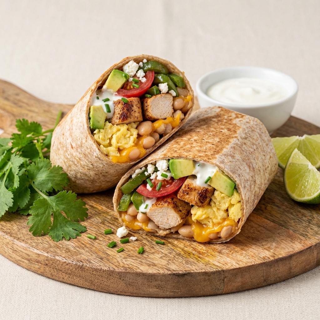 Burrito z Kurczakiem, Jajkiem i Fasolą