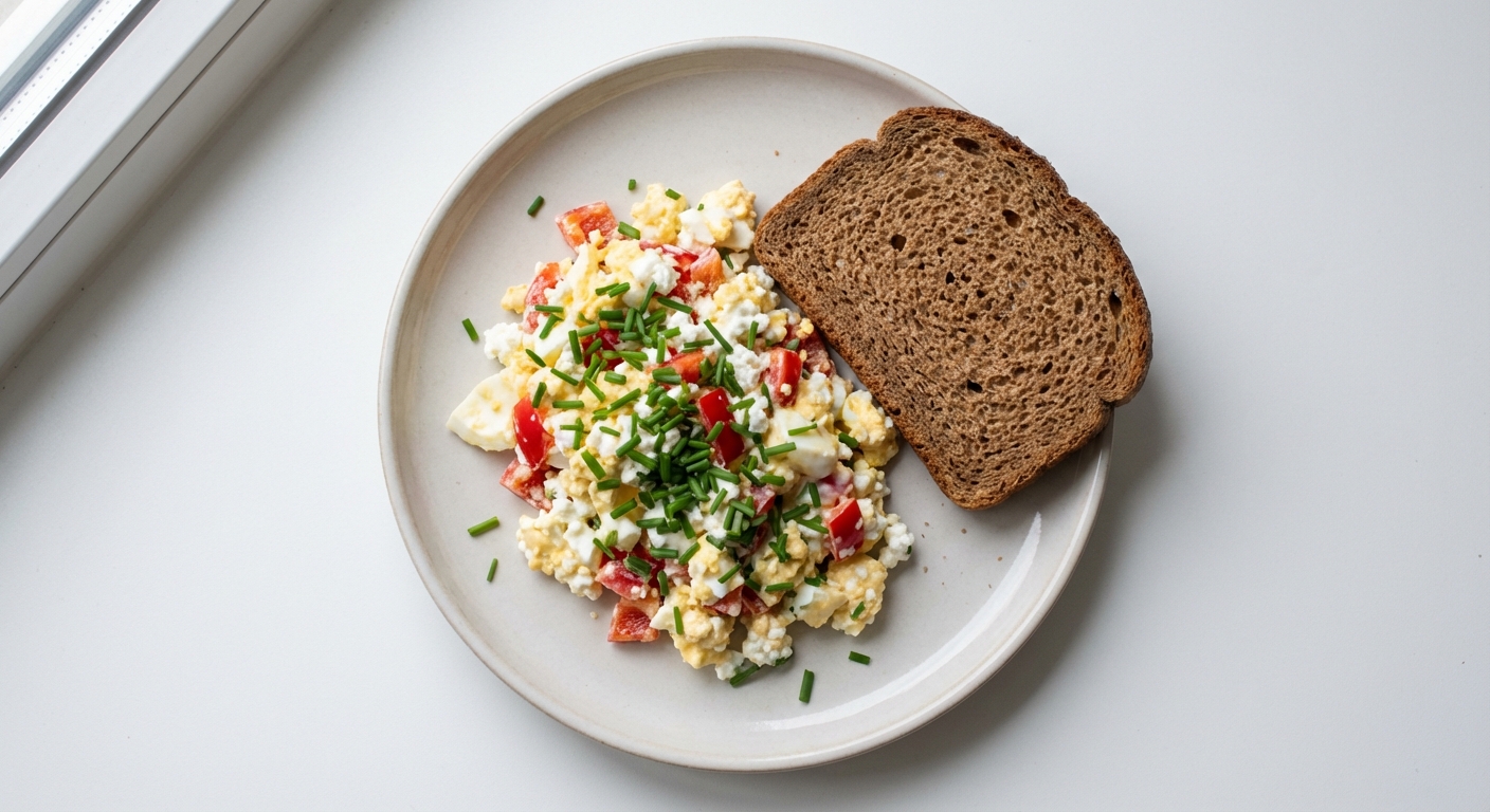 Sałatka jajeczna z twarogiem i szczypiorkiem