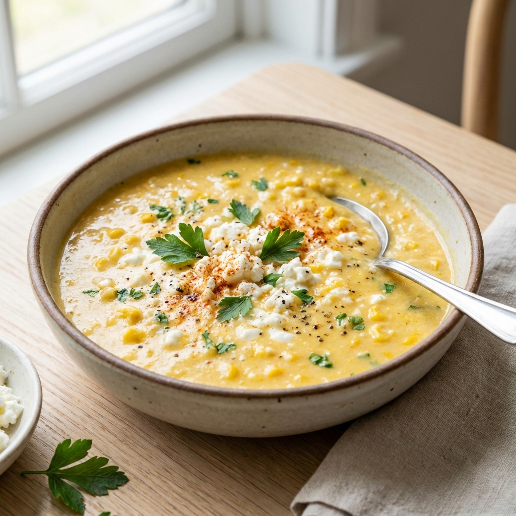 Kremowa Zupa Kukurydziana z Twarogiem