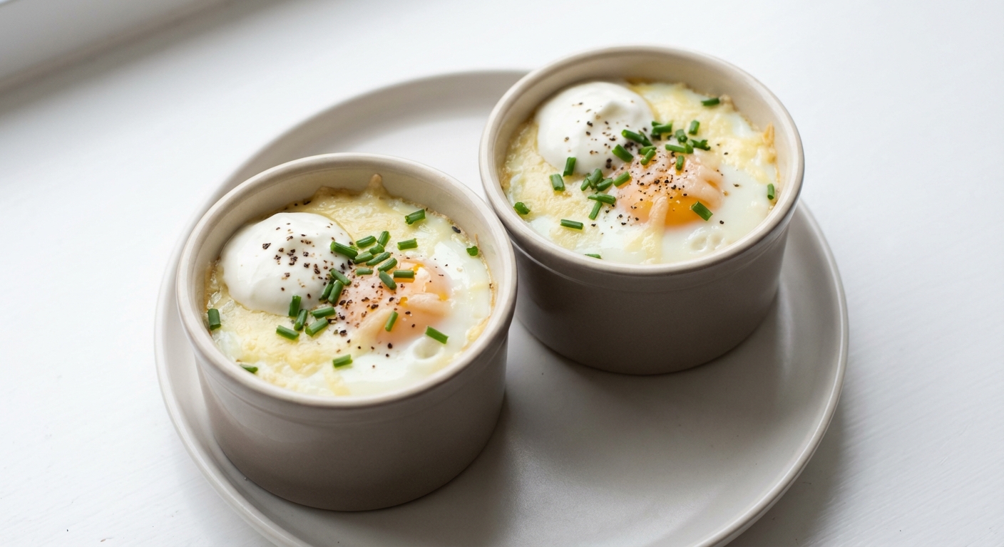 Jajka Cocotte z Gruyere i Szczypiorkiem