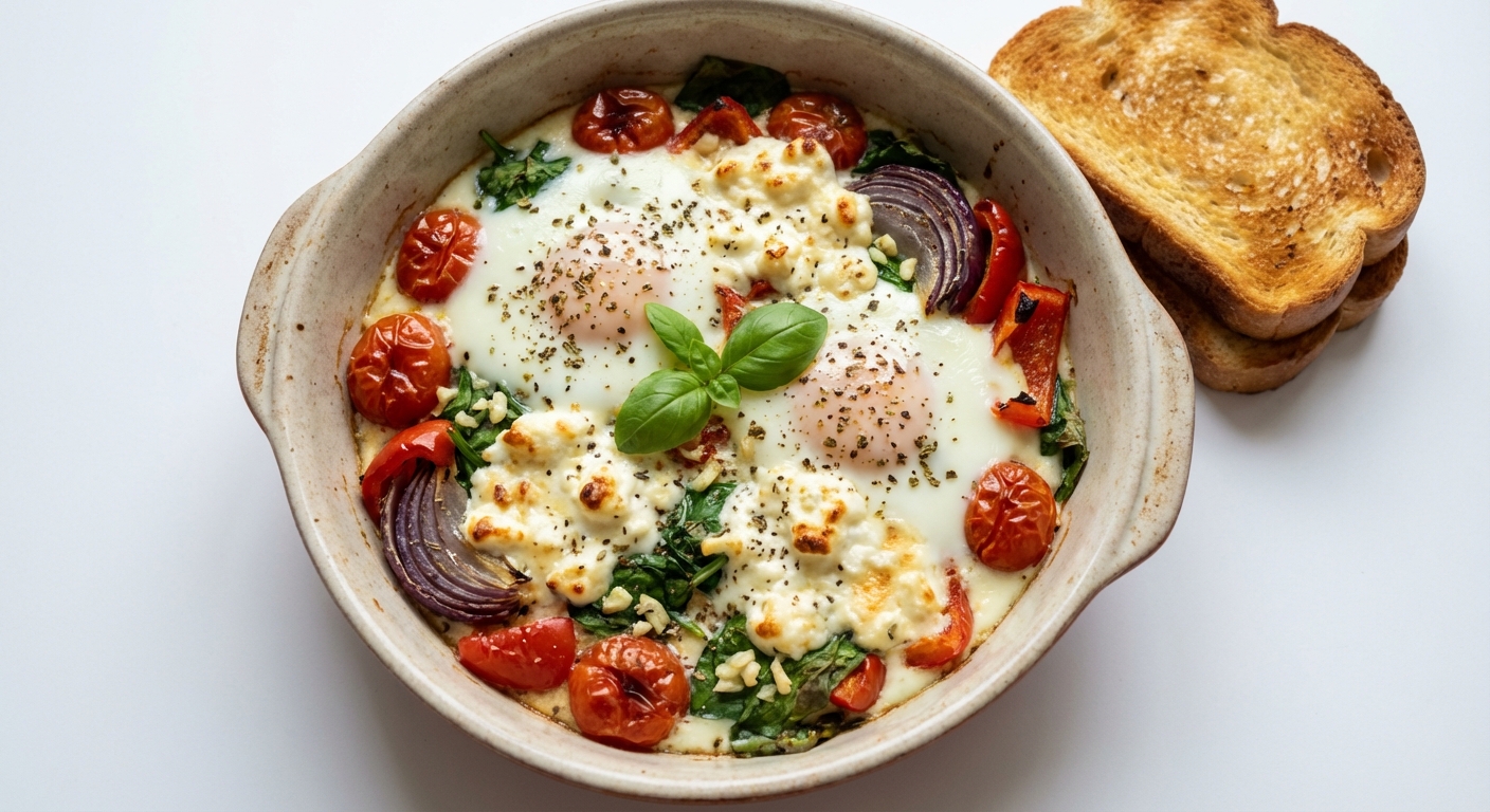 Zapiekane Jajka z Twarogiem i Warzywami