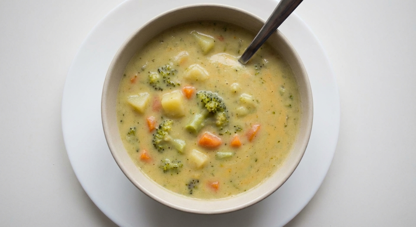 Kremowa Zupa Brokułowo-Ziemniaczana z Cheddarem