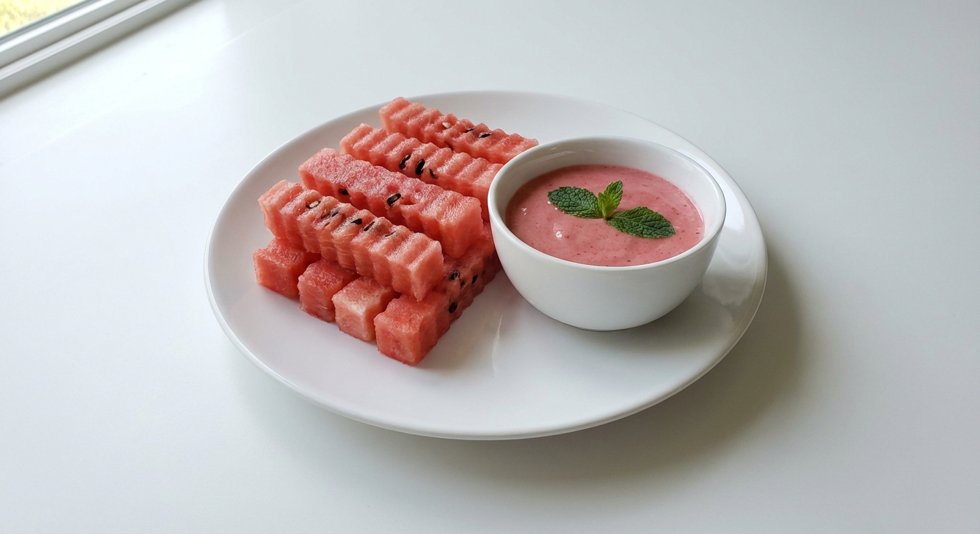 Arbuzowe Frytki z Dipem Truskawkowo-Miodowym