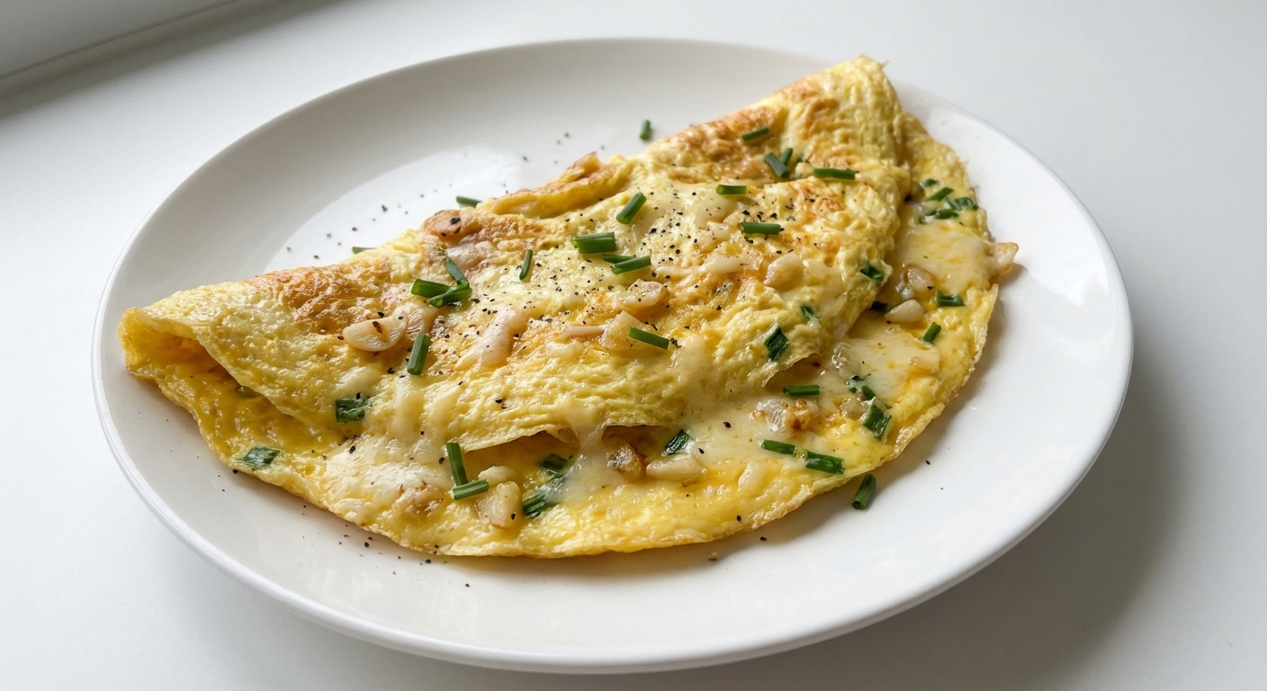 Omlet z Parmezanem, Czosnkiem i Szczypiorkiem