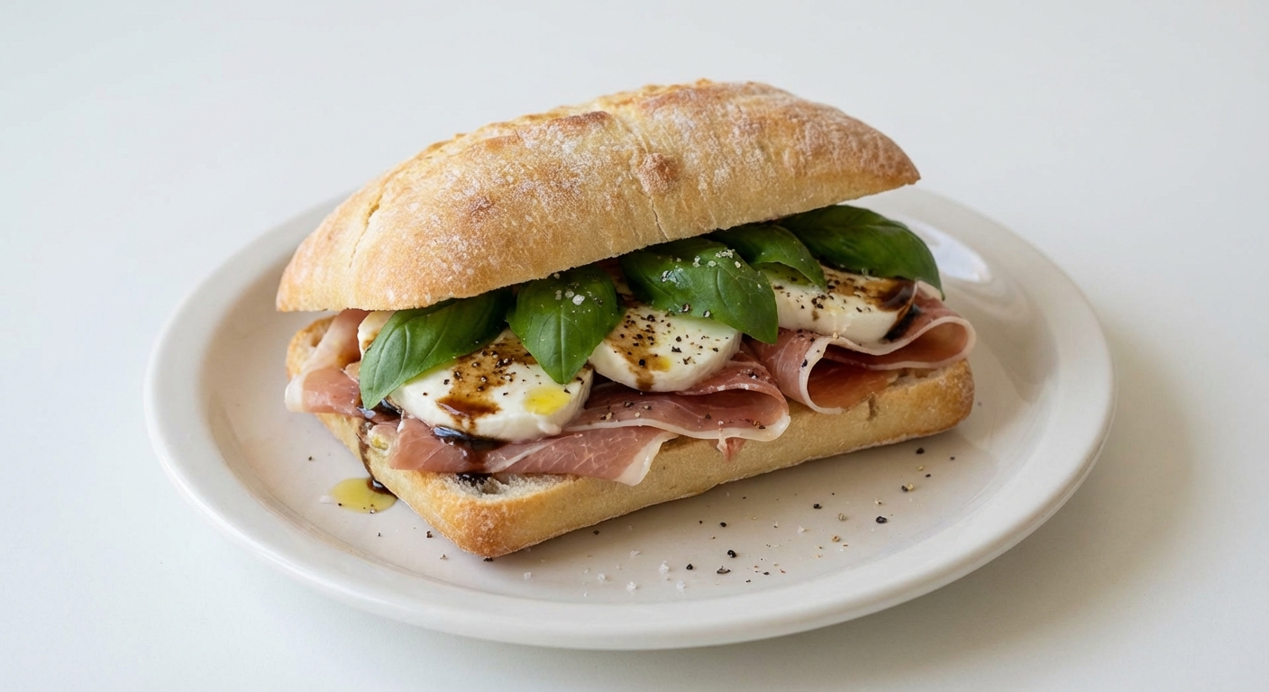 Ciabatta z Prosciutto, Mozzarellą i Bazylią