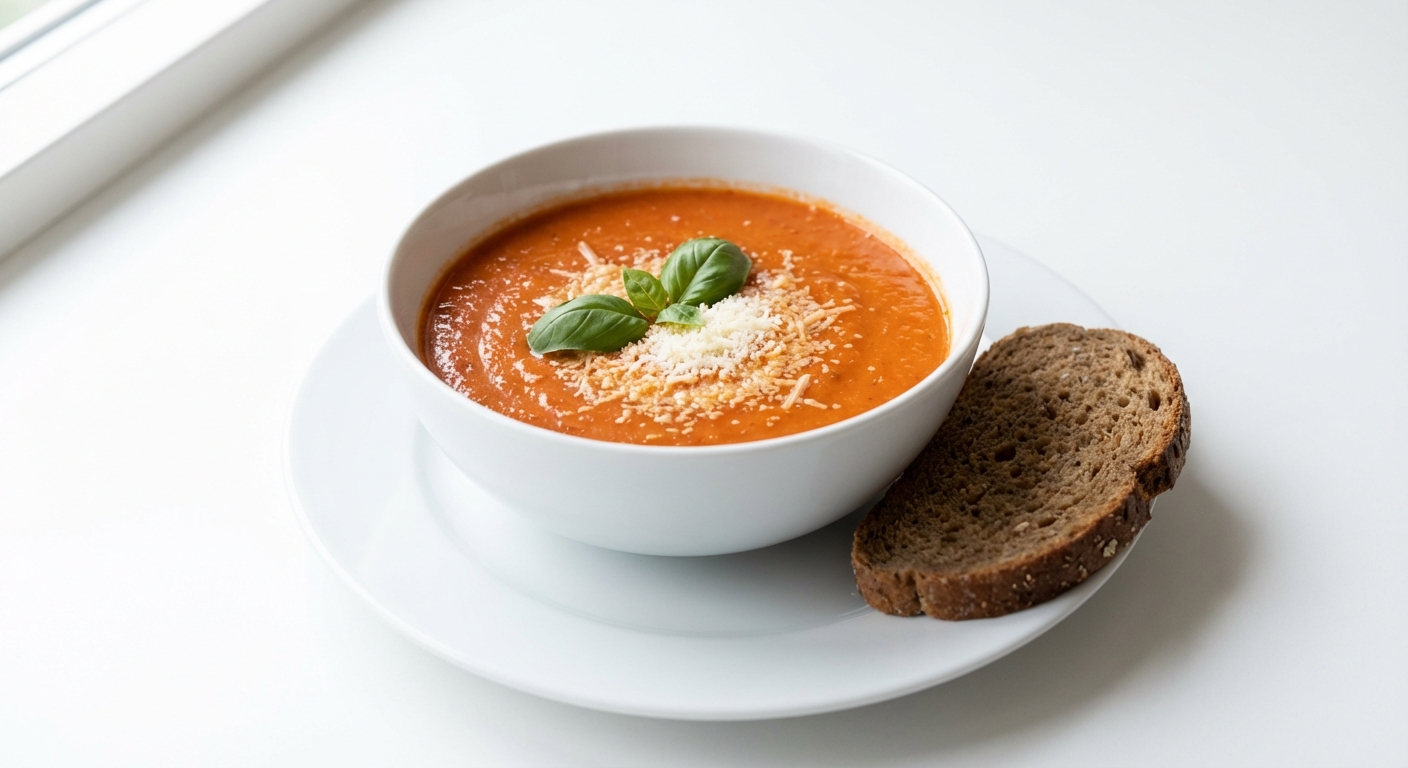 Kremowa Zupa Pomidorowa z Bazylią i Parmezanem