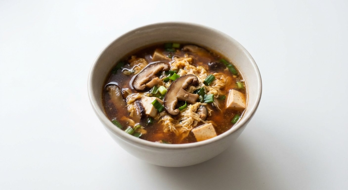 Pikantno-Kwaśna Zupa z Tofu i Shiitake