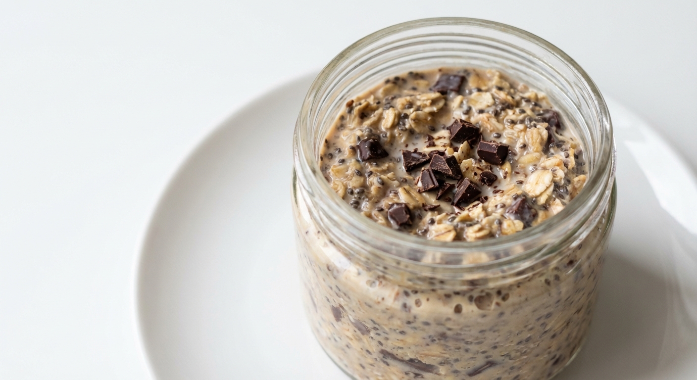 Nocna owsianka z masłem migdałowym i czekoladą