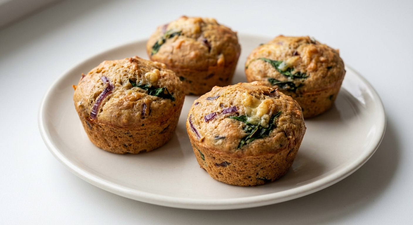Muffinki Szpinakowe z Goudą i Cebulą