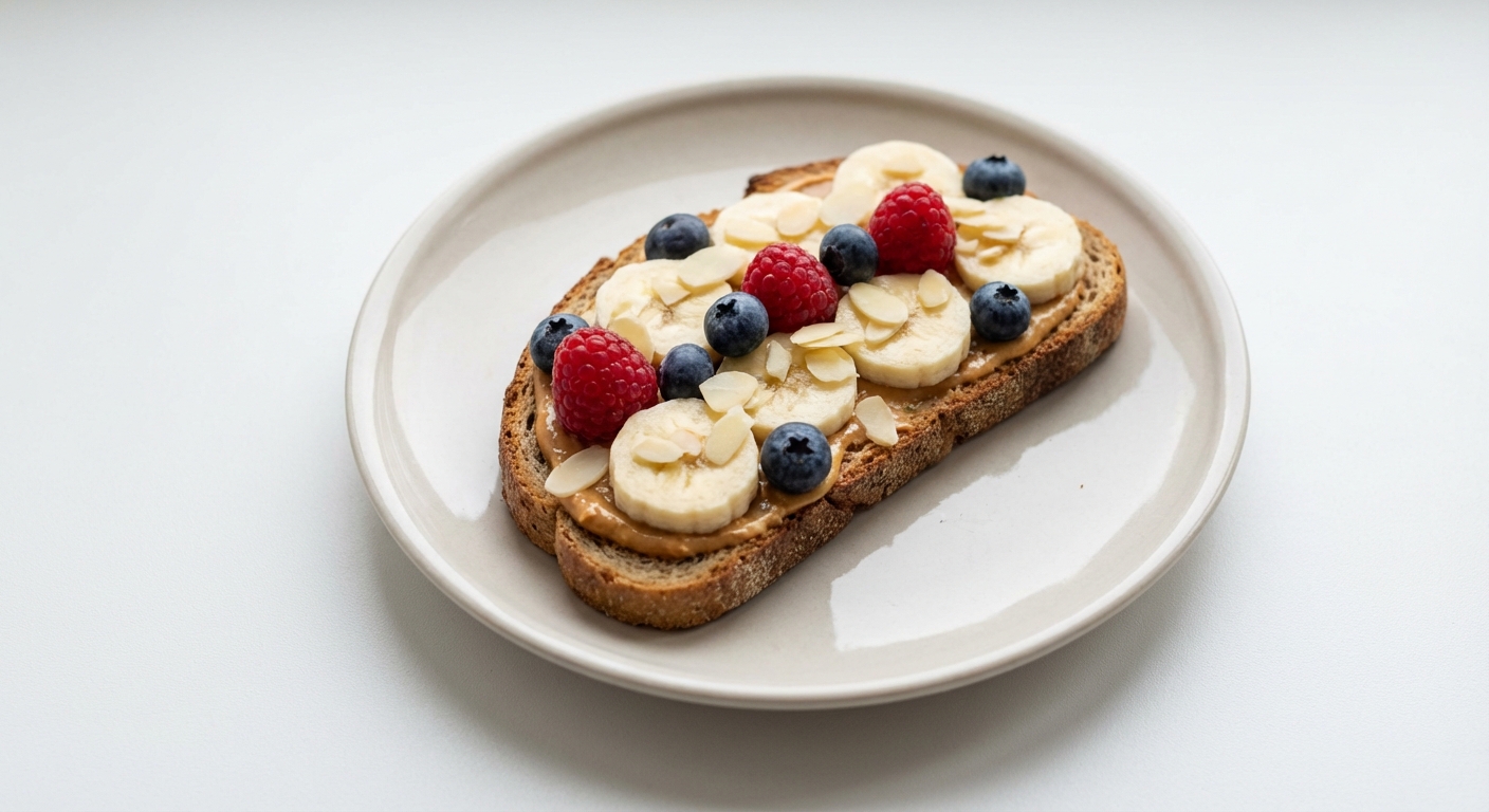 Żytni Tost z Masłem, Owocami i Migdałami