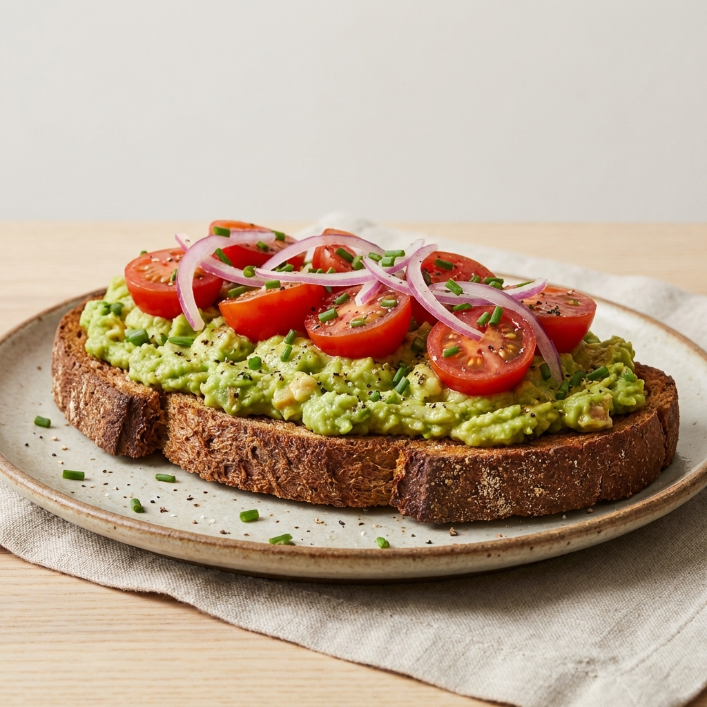 Żytni Tost z Guacamole i Pomidorami