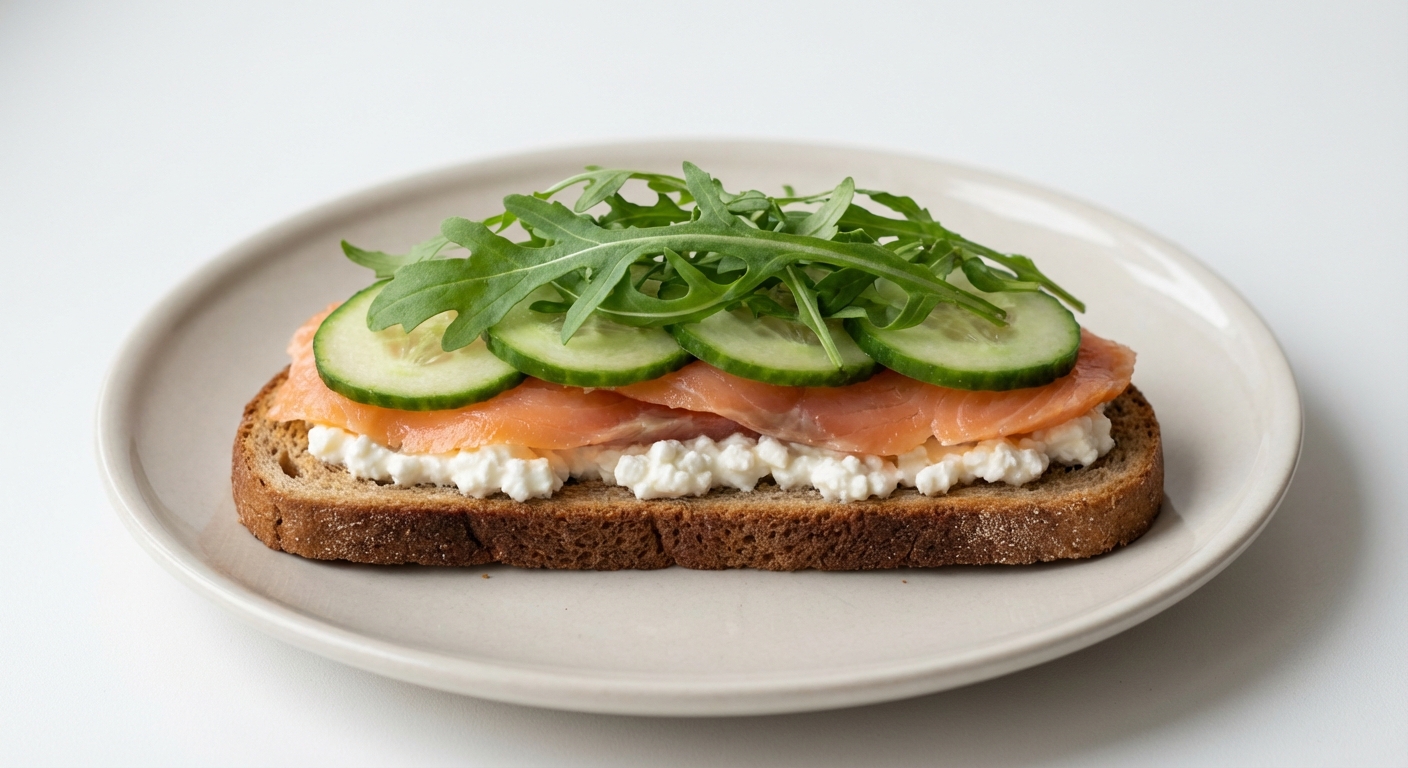 Żytnia kanapka z łososiem i rukolą