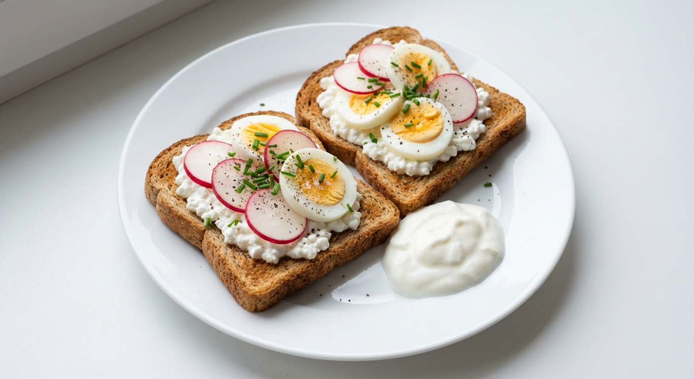 Tost z Serkiem, Jajkiem i Rzodkiewką