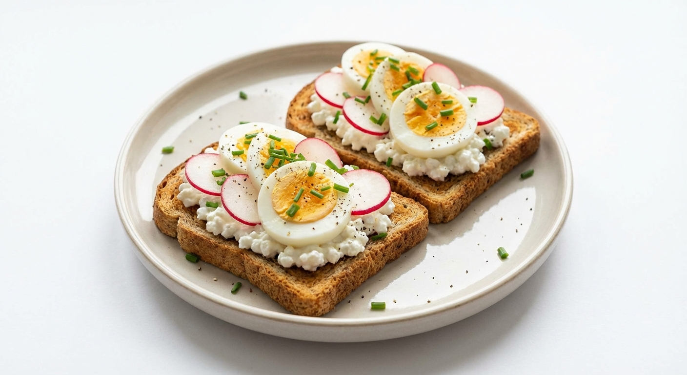 Tosty z Serkiem, Jajkiem i Rzodkiewką