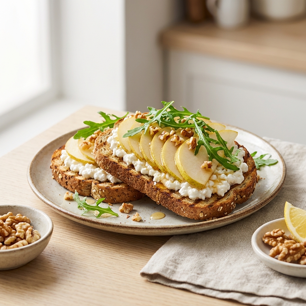 Tosty z Serkiem, Gruszką i Orzechami