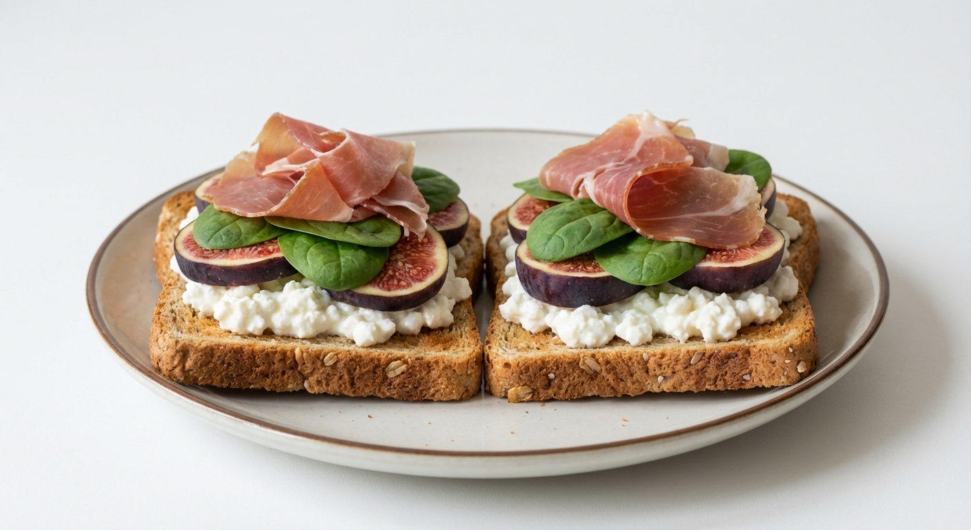 Tosty z serkiem, figami i szynką