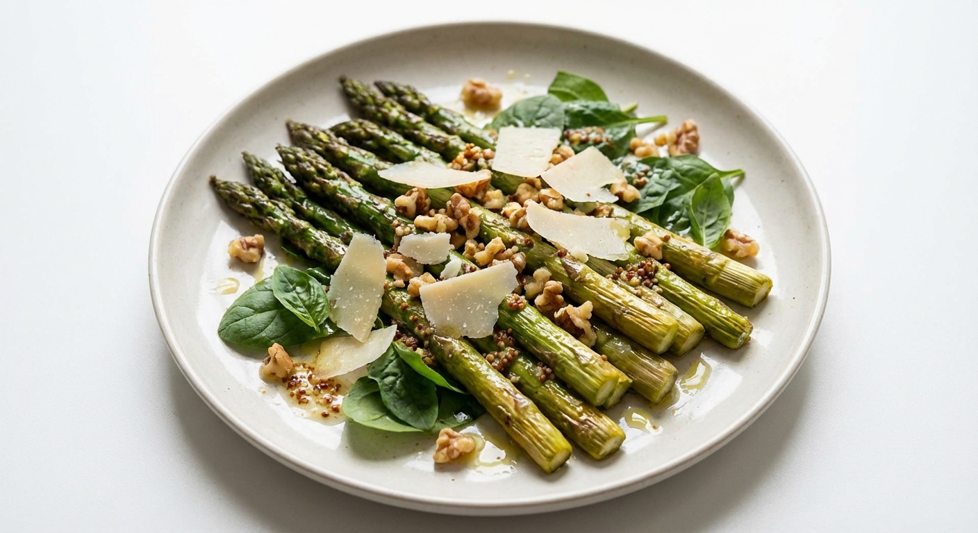 Sałatka ze szparagów, orzechów i parmezanu