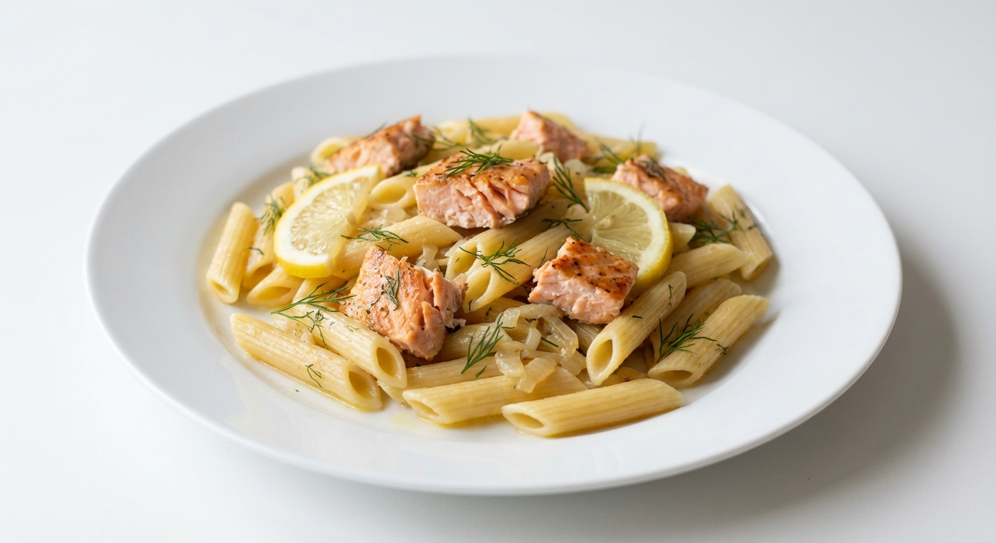 Penne z Łososiem, Koperkiem i Cytryną