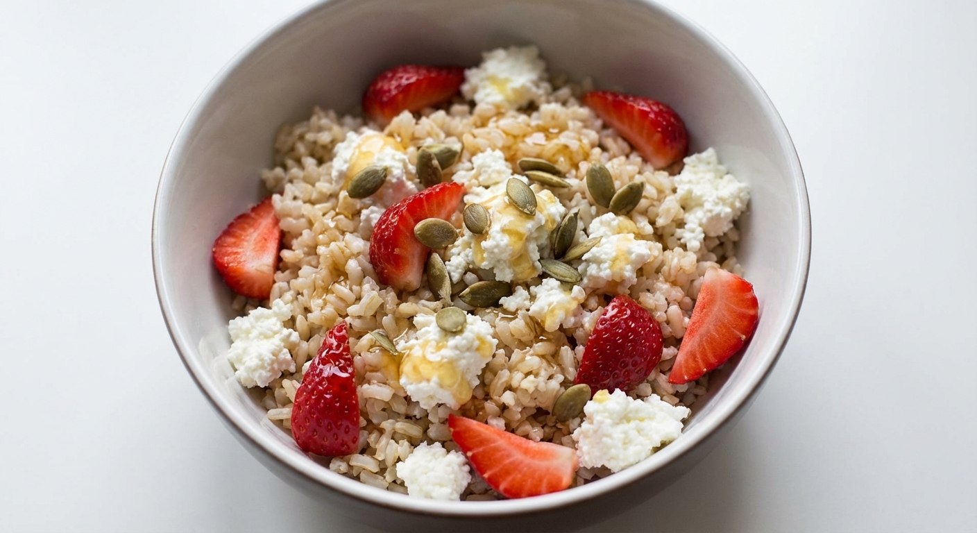 Serek Wiejski z Ryżem i Truskawkami