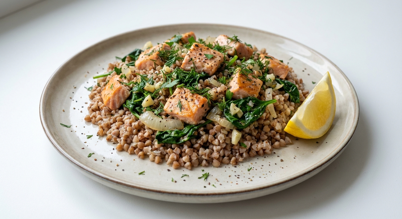 Gryczana z Łososiem, Szpinakiem i Ziołami