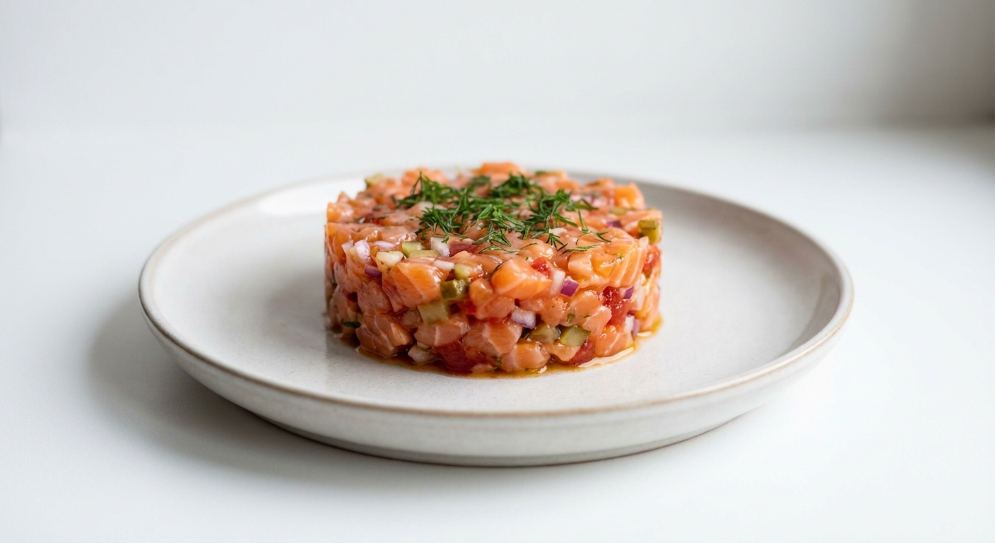 Tatar z Łososia z Czerwoną Cebulą
