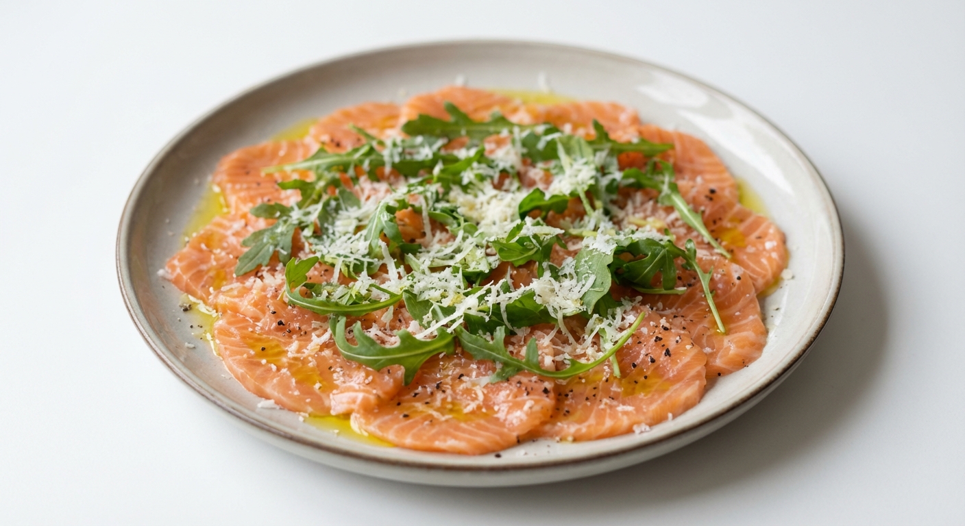 Carpaccio z Łososia, Rukoli i Parmezanu