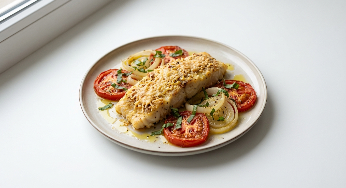 Dorsz z Parmezanem i Pomidorami