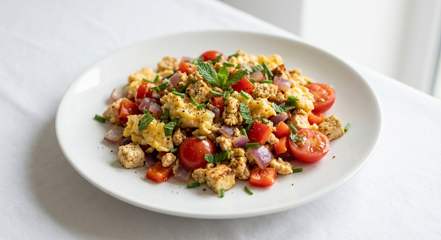 Jajecznica z Tofu, Warzywami i Miętą