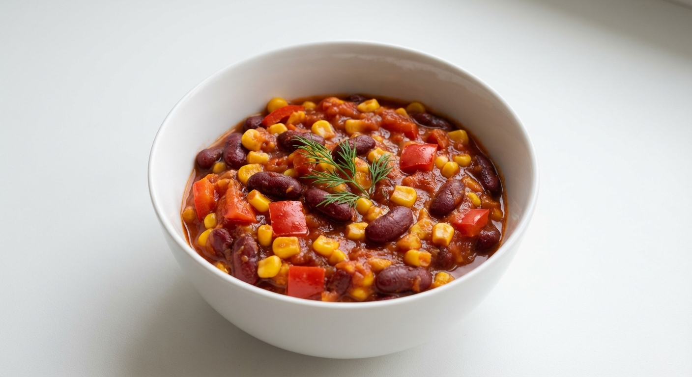 Fasola, kukurydza i papryka w pomidorach