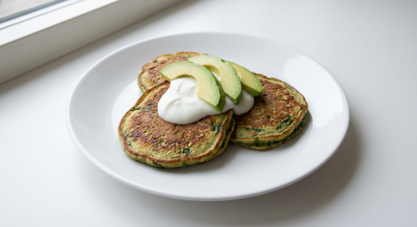 Szpinakowe placuszki z awokado i jogurtem