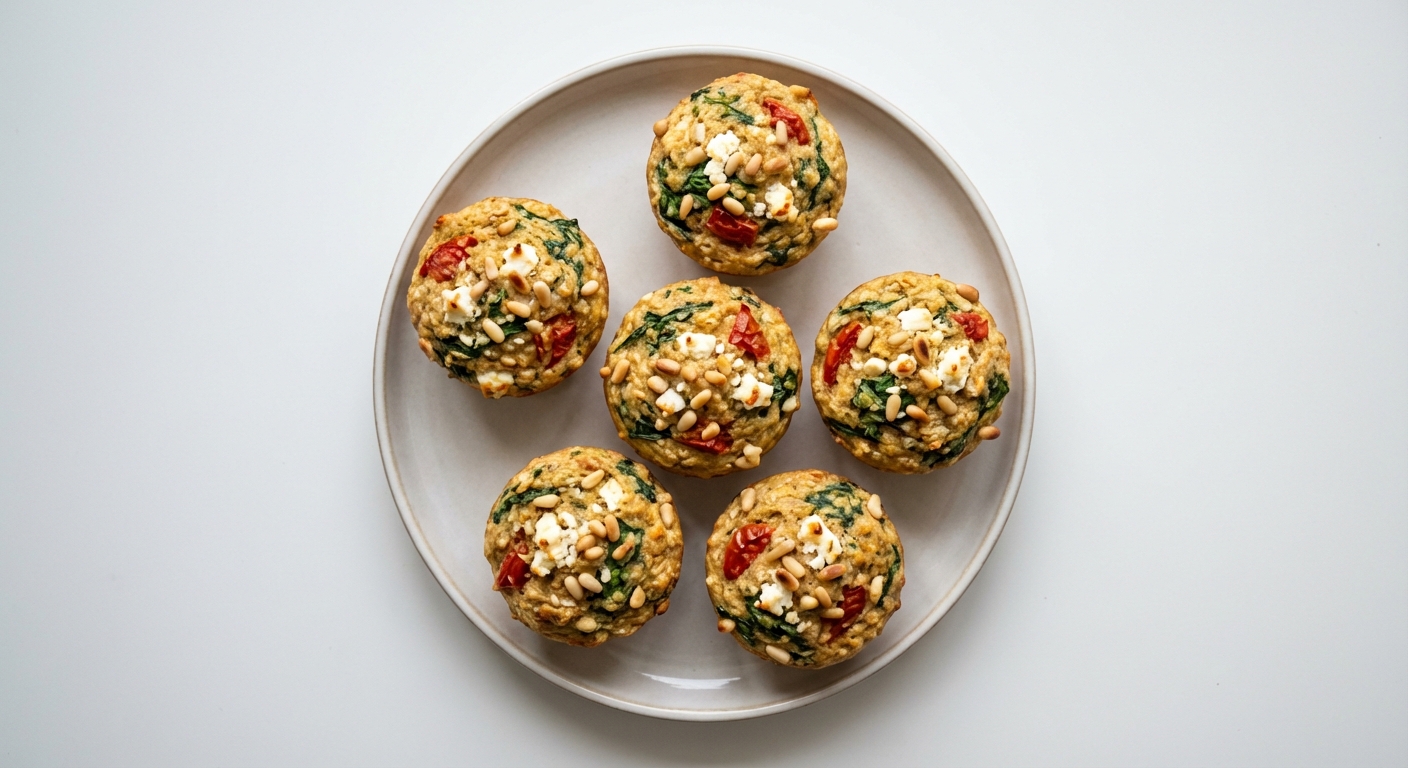 Owsiano-Ryżowe Muffinki ze Szpinakiem i Fetą