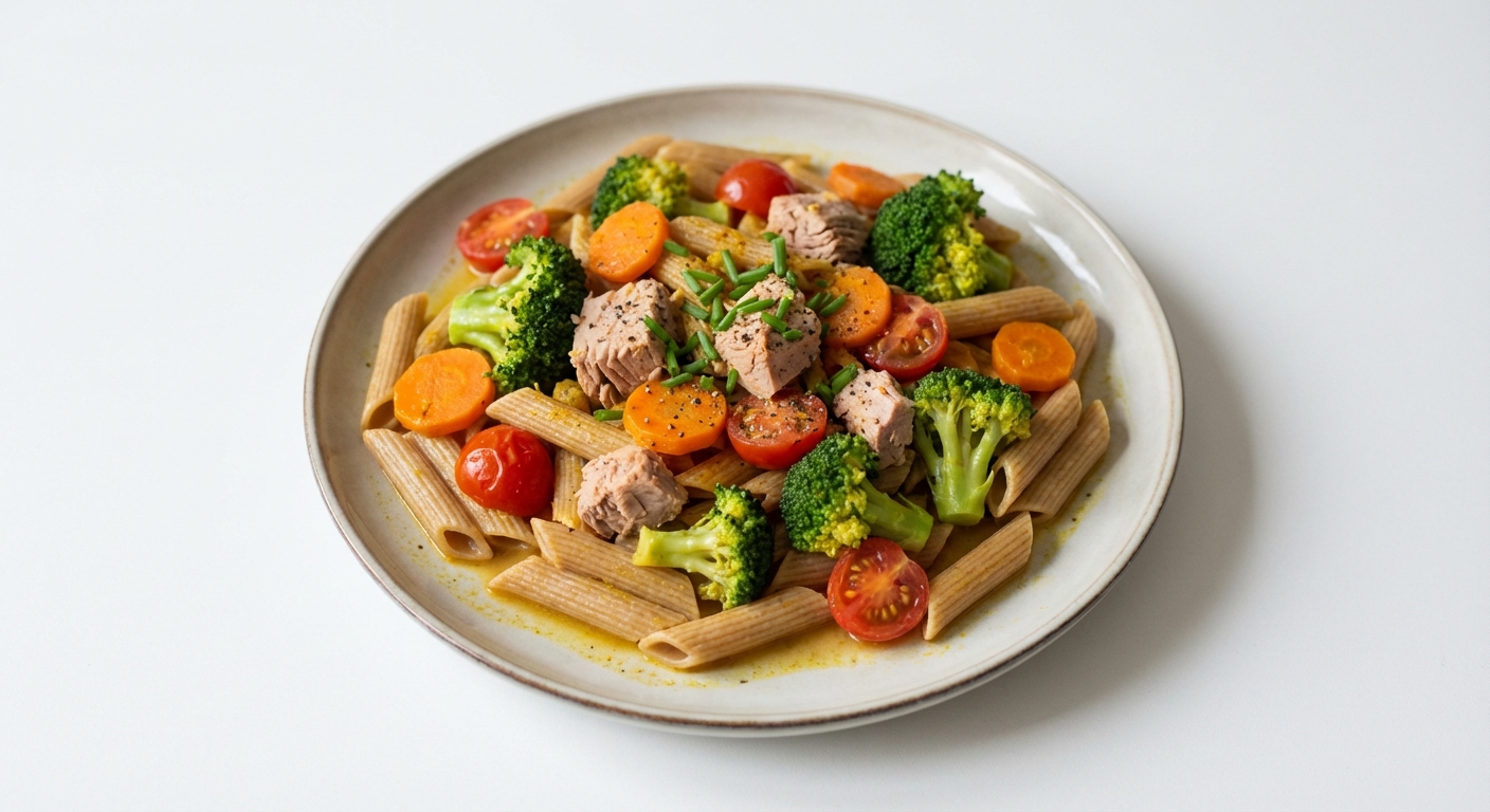 Penne z Tuńczykiem i Korzennymi Warzywami