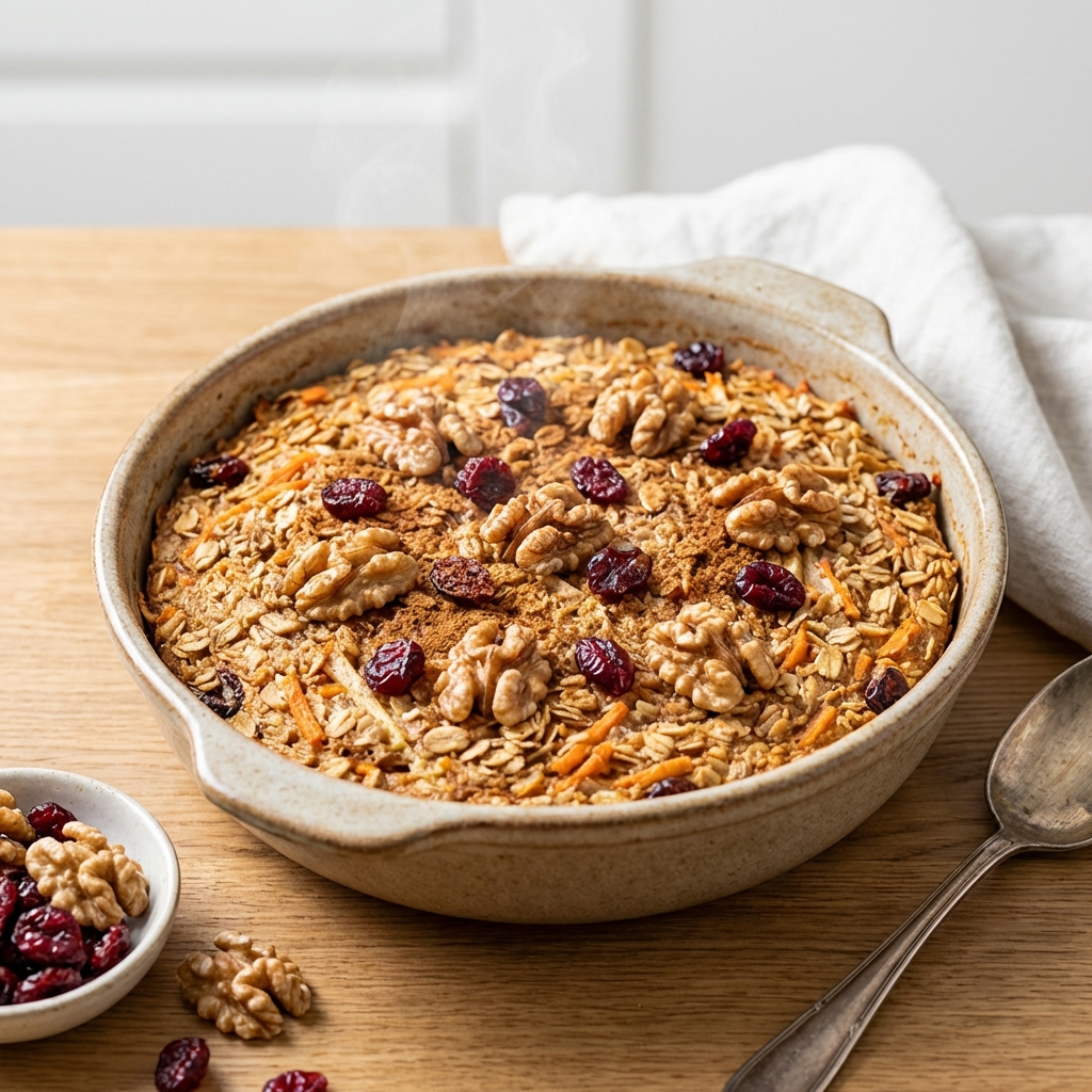 Pieczona Owsianka z Jabłkiem i Orzechami